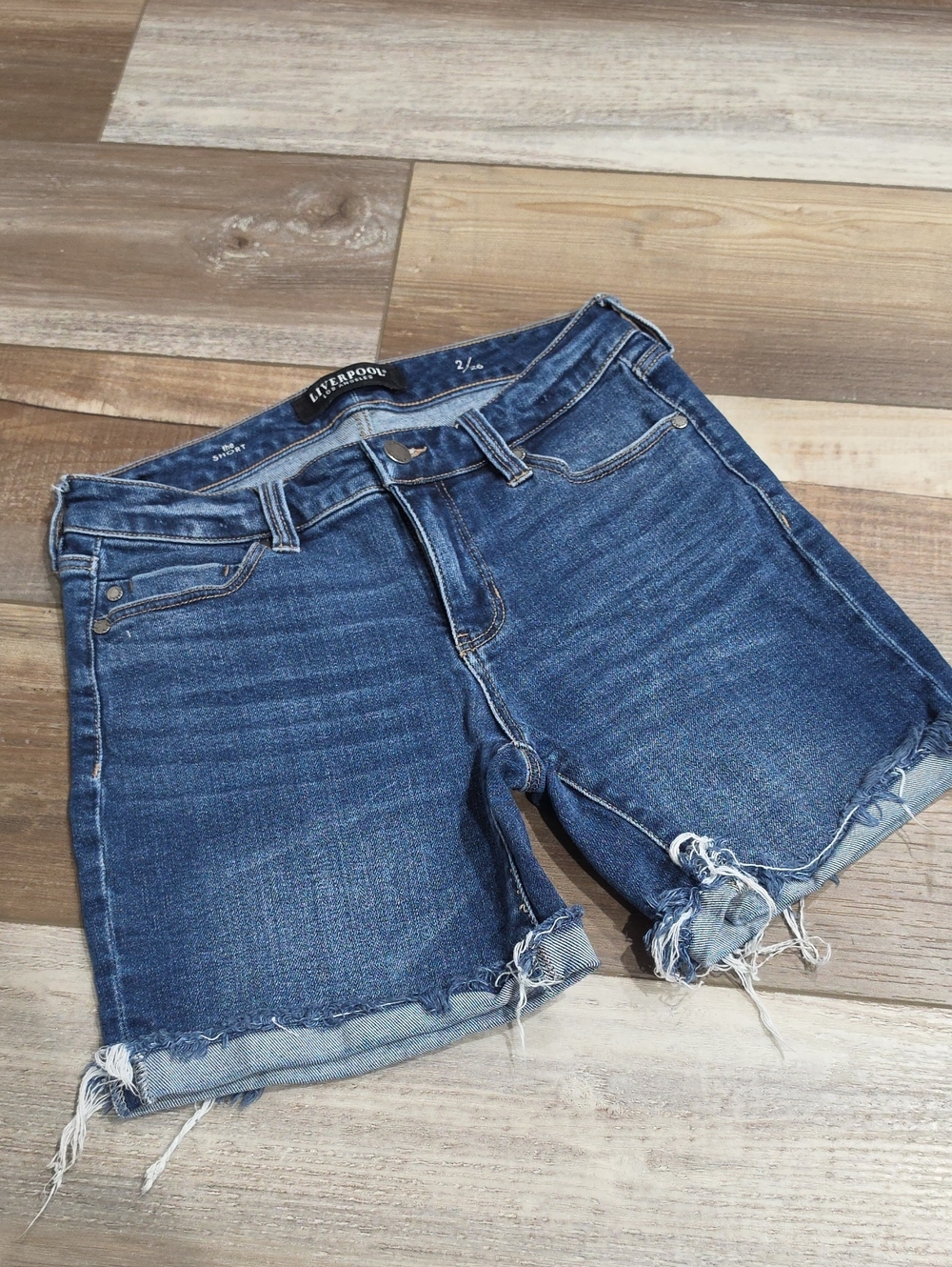 liverpool Frayed Hem Denim Shorts